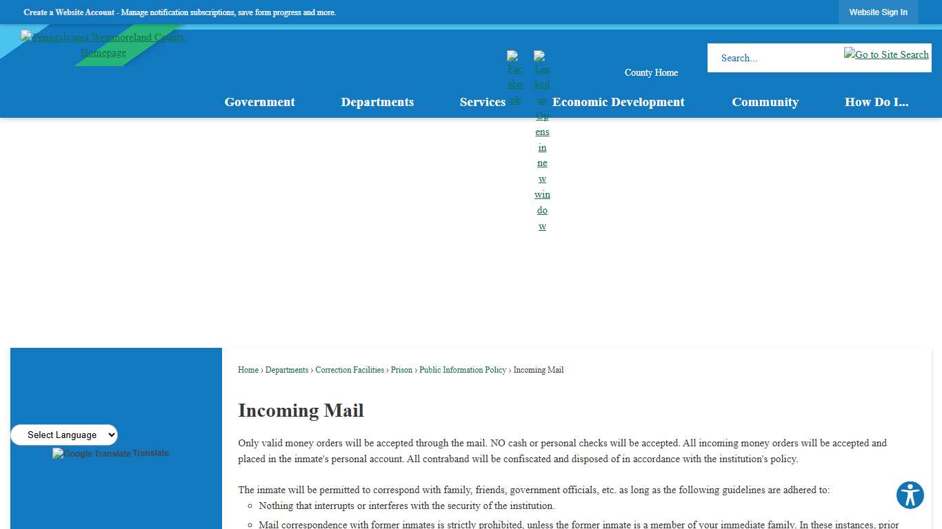 Incoming Mail Westmoreland County, PA - Official Website