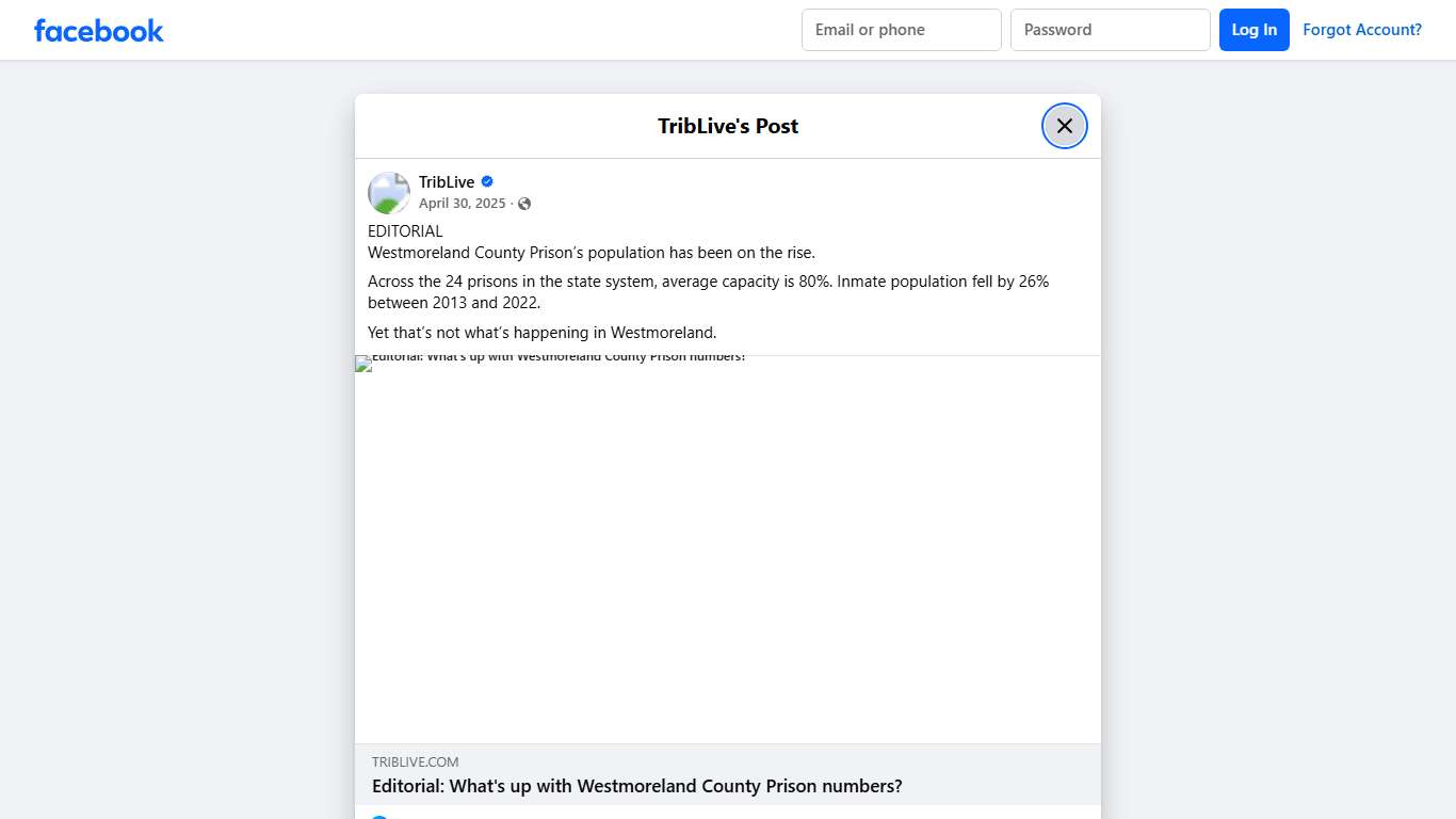 TribLive - EDITORIAL Westmoreland County Prison’s... Facebook